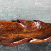 Coupe feuille en bois massif sculptée XXL ancienne