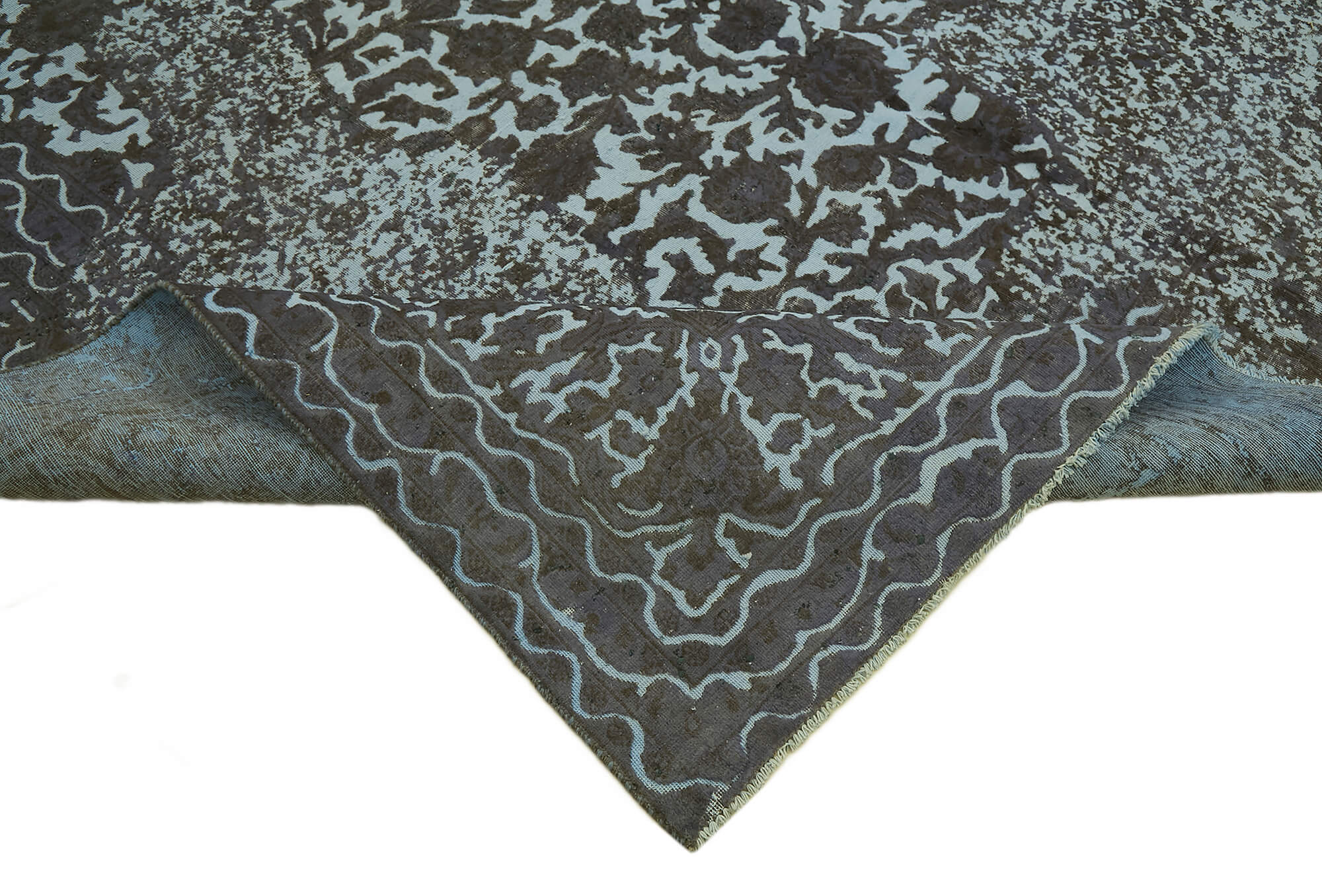 Hand-knotted persian vintage 1970s 292 cm x 396 cm grey wool carpet