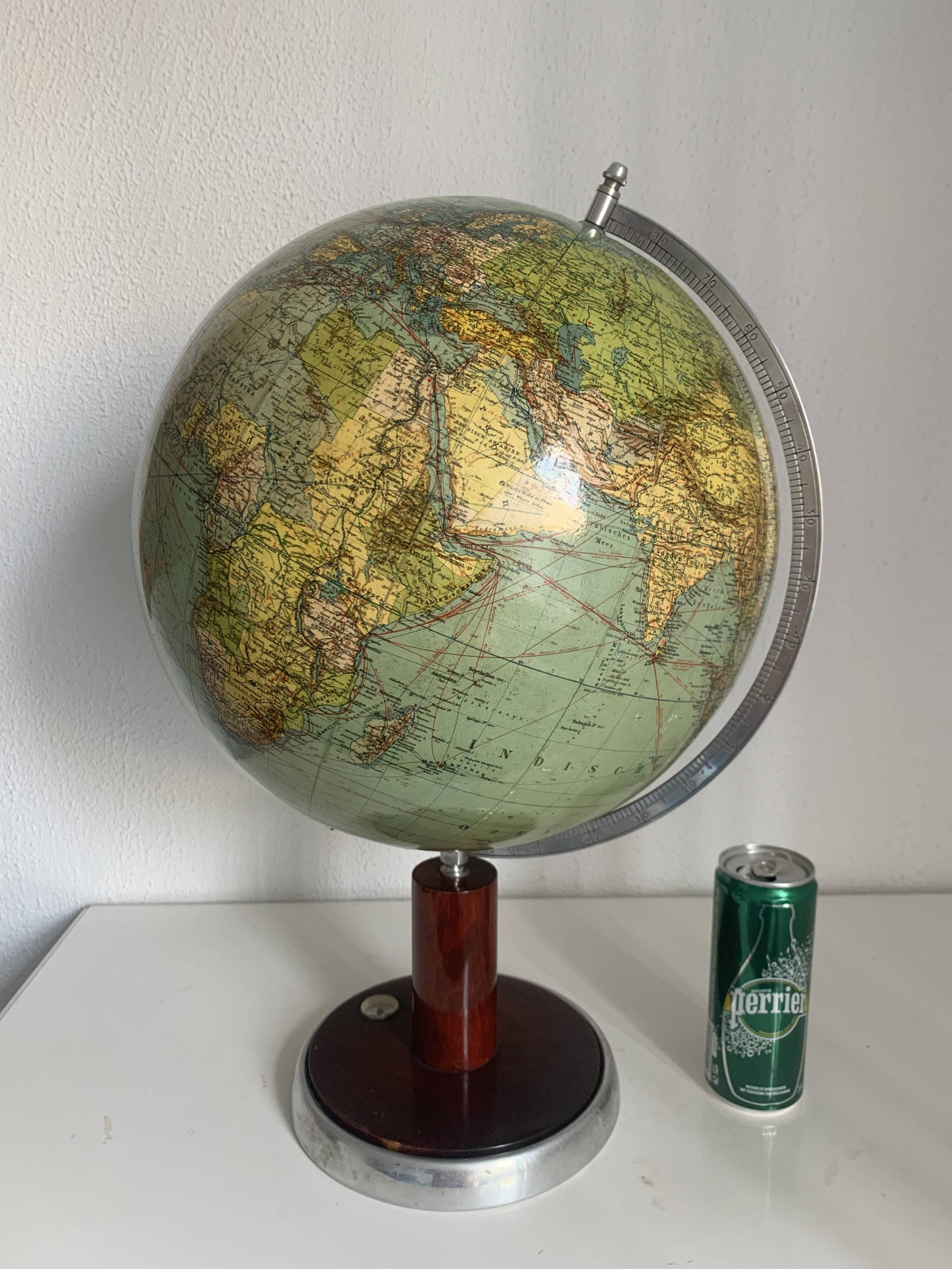 Vintage 1950 German Columbus World Map Globe - 53 cm