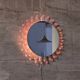 Mid-Century Modern Sunburst Mirror Wall Lamp in Lucite with Pink Glow, 1970