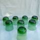 Vintage glasses in slightly bulled green glass