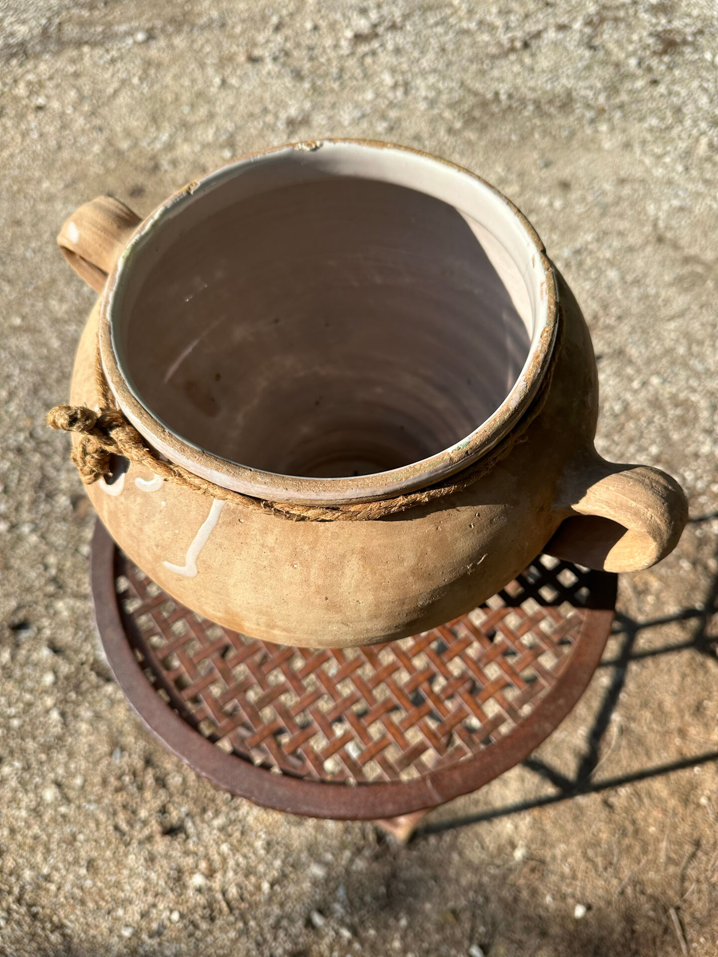 Ancient terracotta pottery jar from the 19th century.