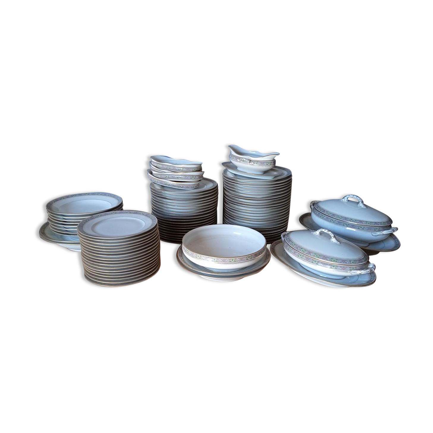 Table service 83 pieces Lions of faience Limoges