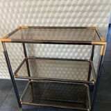 Console shelf smoked glass aluminum and brass