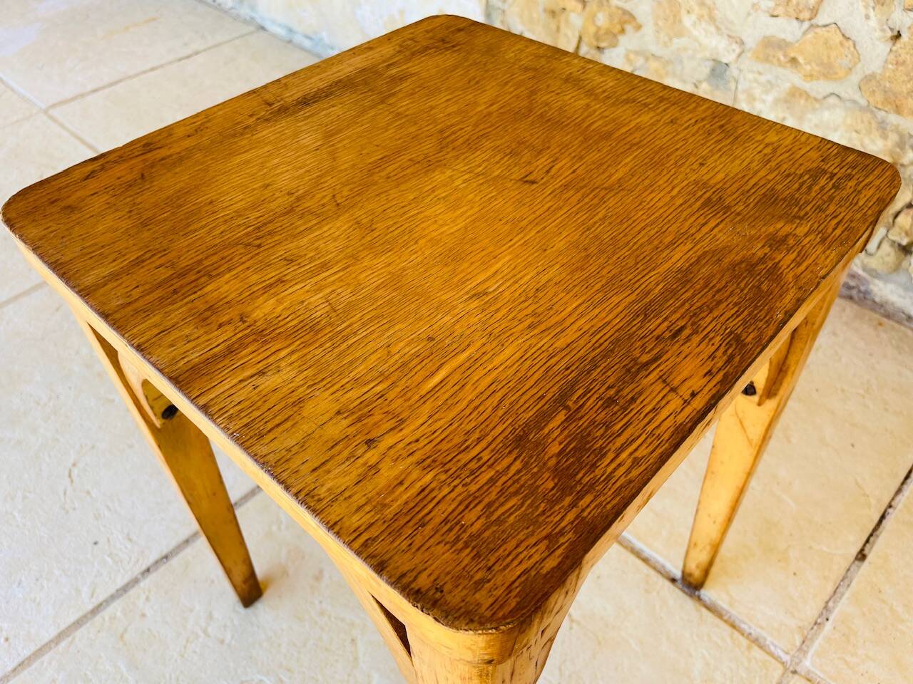 Vintage stool, curved wood by Luterma circa $50/60s
