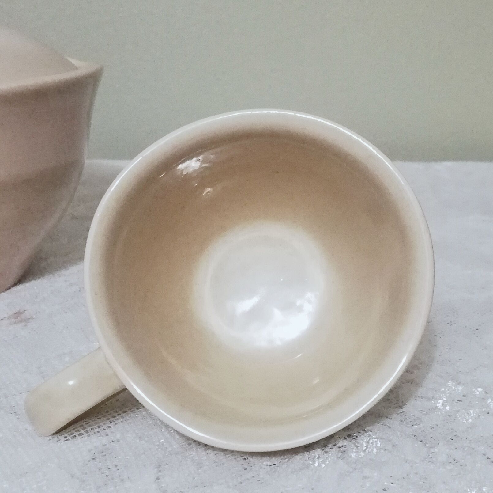 Coffee set 8 cups and sugar bowl from the earthenware factory of Pornic