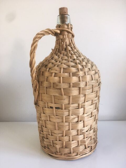 Demijohn old dress in vintage rattan