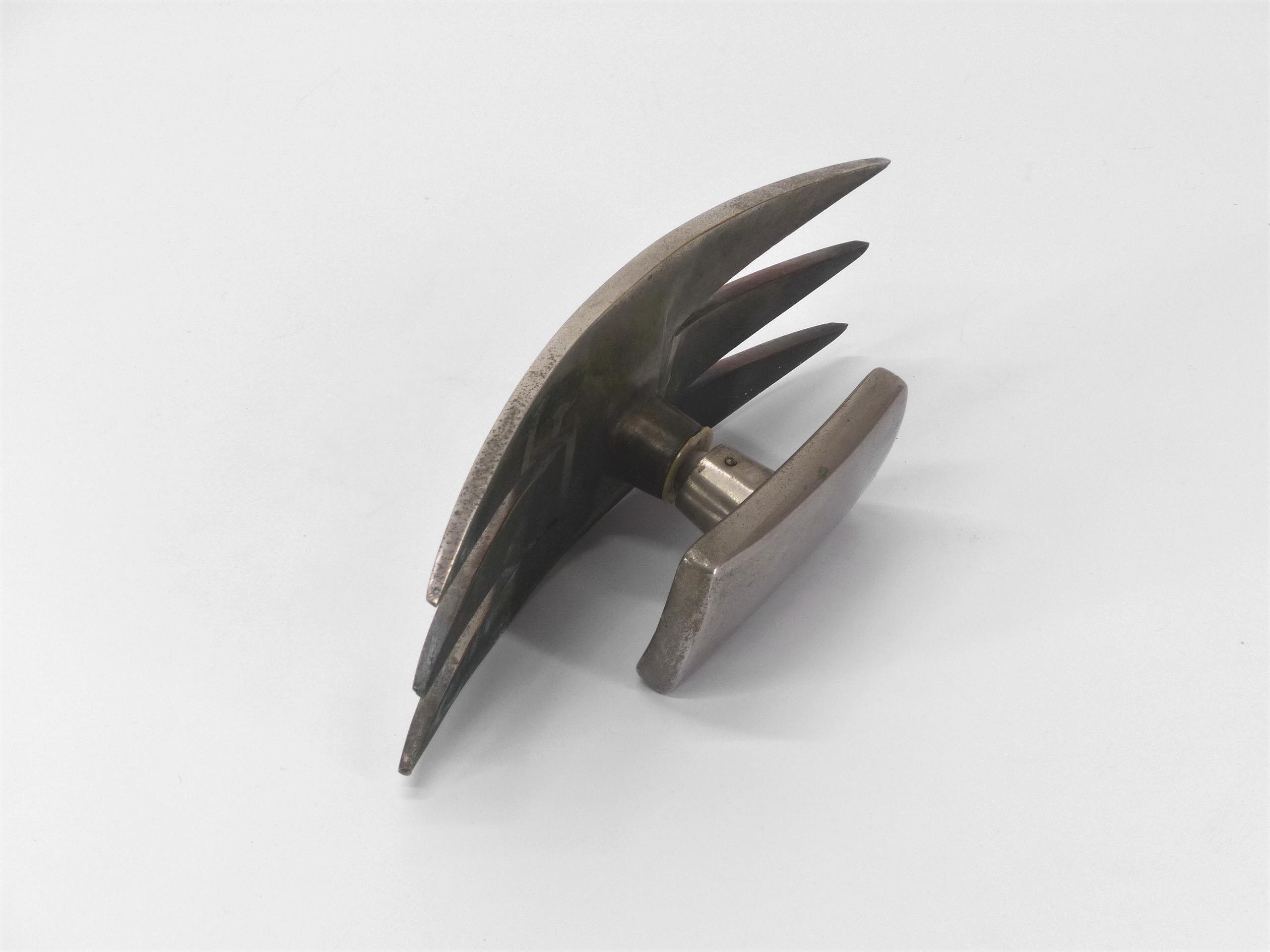Brutalist door handle in silver bronze