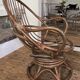 Pair of rotating rattan armchairs