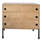 Three-drawer commode ARP — Minvielle, oak and lacquered metal, France, years