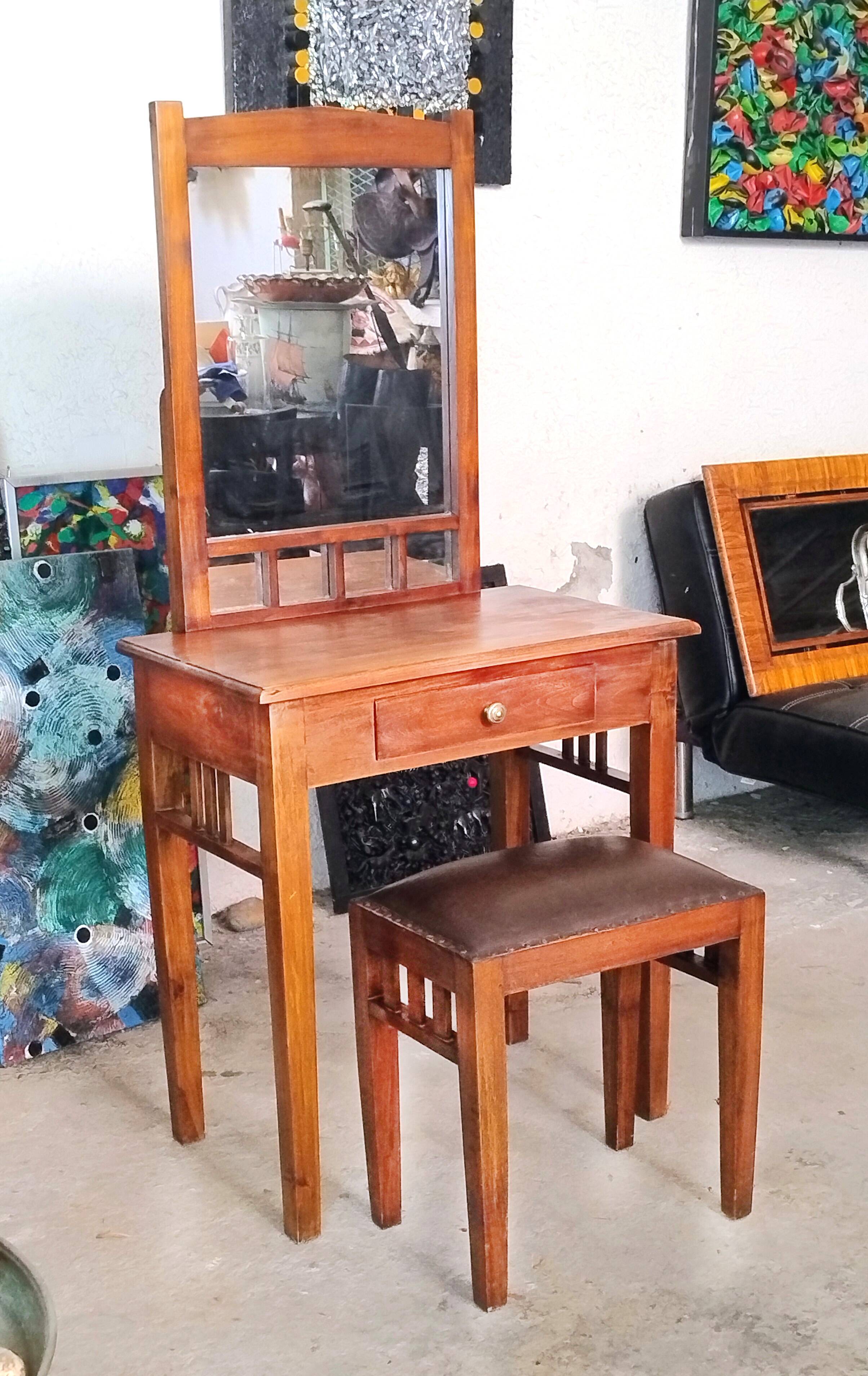 Coiffeuse Art déco et son tabouret assorti, 1930-1940