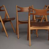 Chaises CH29 Sawbuck par Hans Wegner pour Carl Hansen & Son. Lot de 4