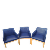 set of 3 leather armchairs Hugues Chevalier