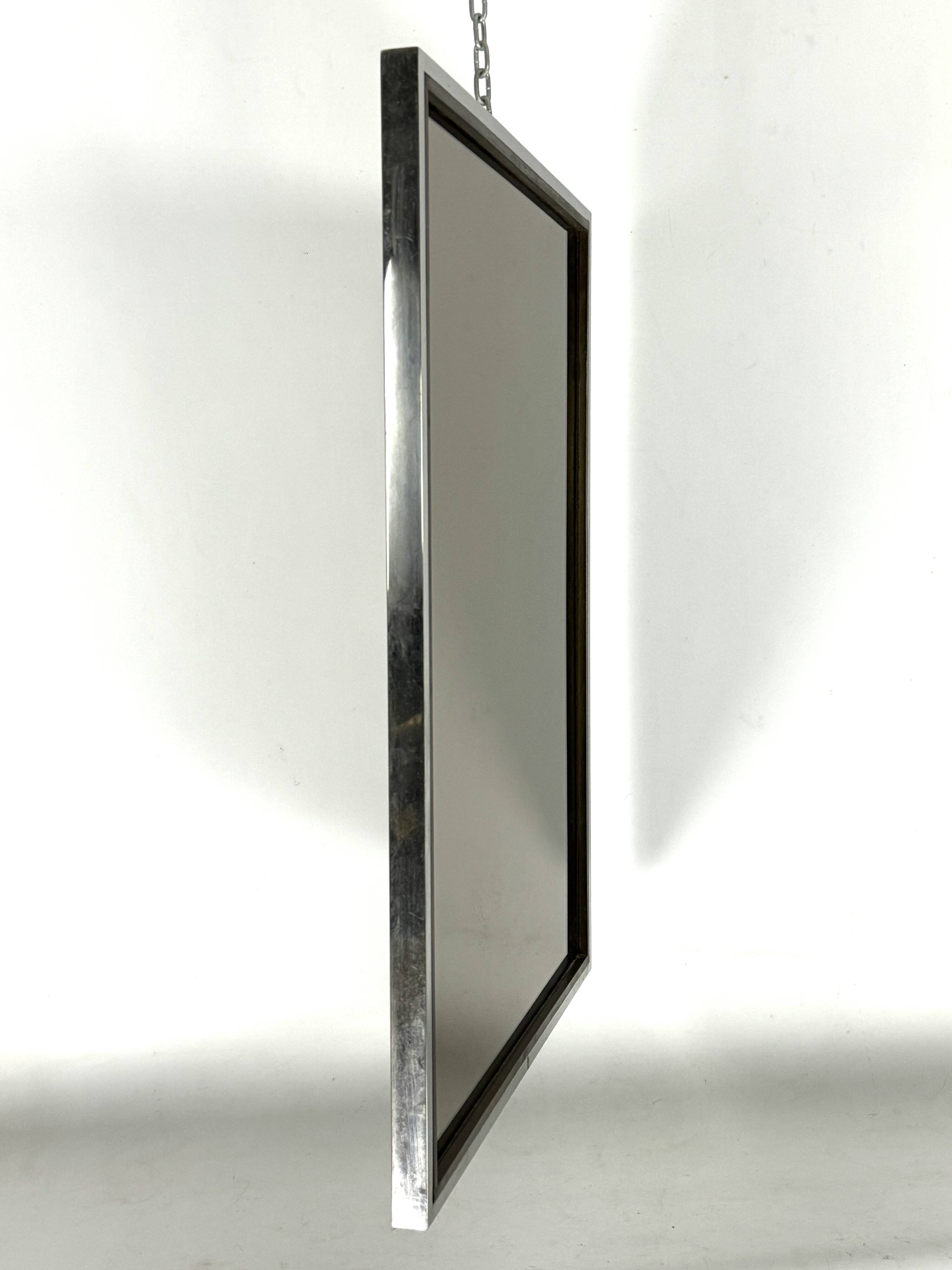 Italian vintage Romeo Rega chrome and brass mirror from 70s