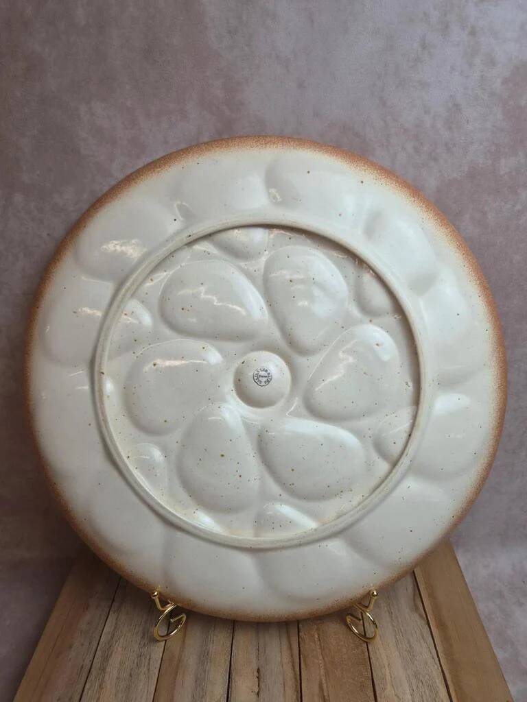 Large oyster plate Salins-les-Bains France vintage 41 cm