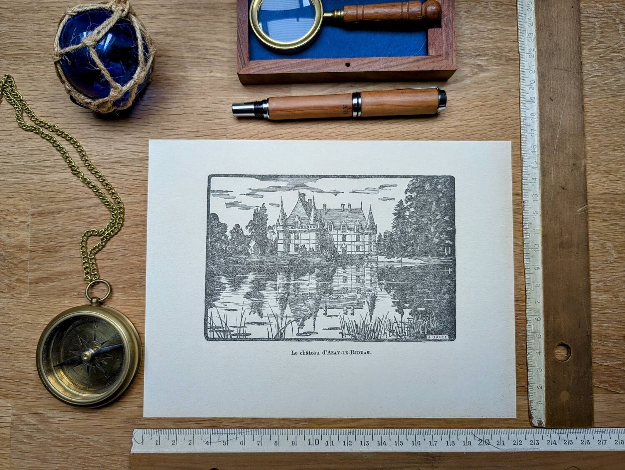 Printed in 1933, the castle of Azay-Le-Rideau, Indre-et-Loire.