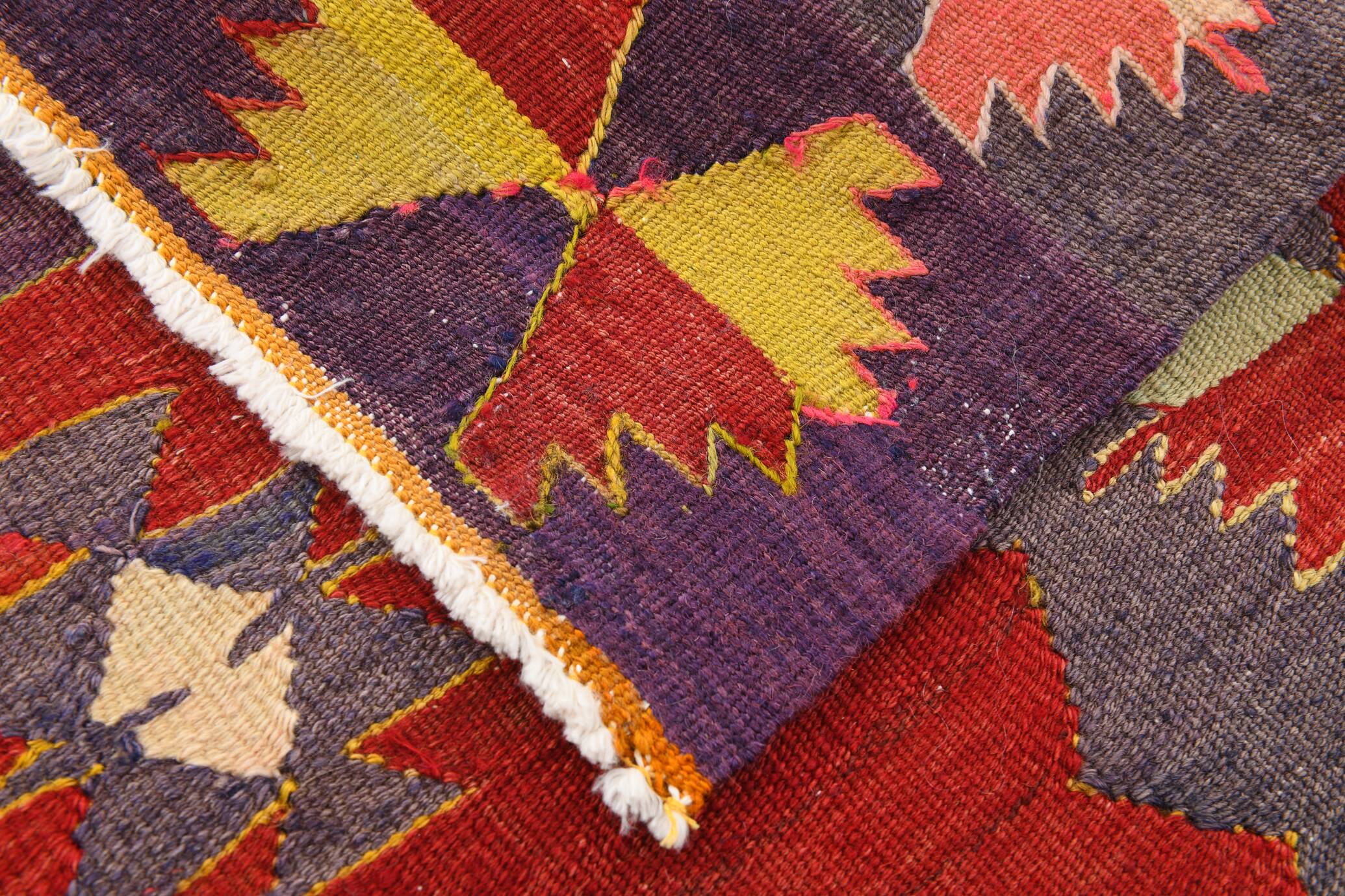 5x8 Red & Yellow Handmade Turkish Kilim Rug, 155x245Cm
