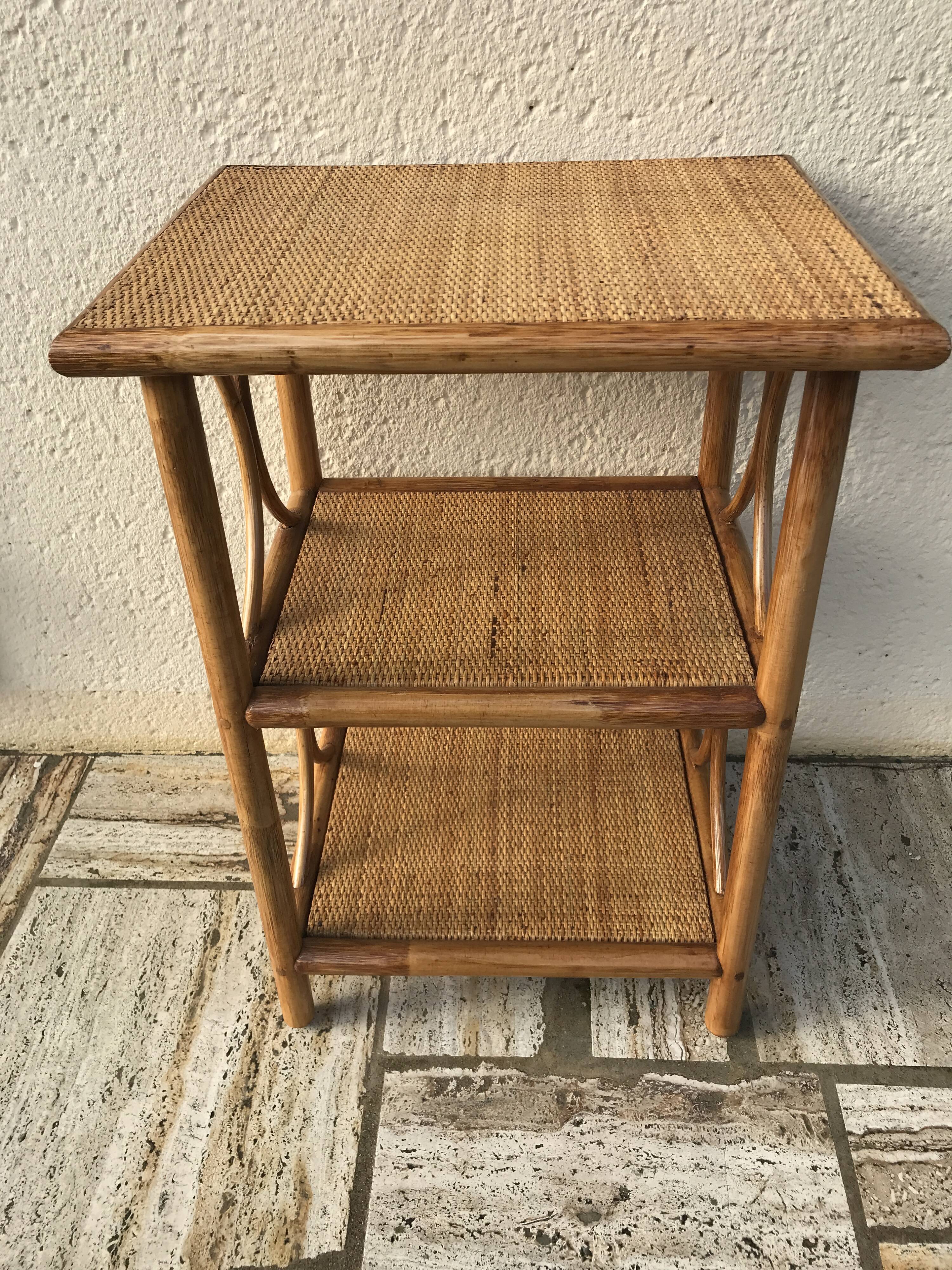 Vintage wicker and rattan shelf
