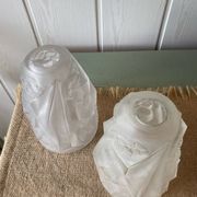 Pair of Art Deco lampshades in frosted glass signed Hubens