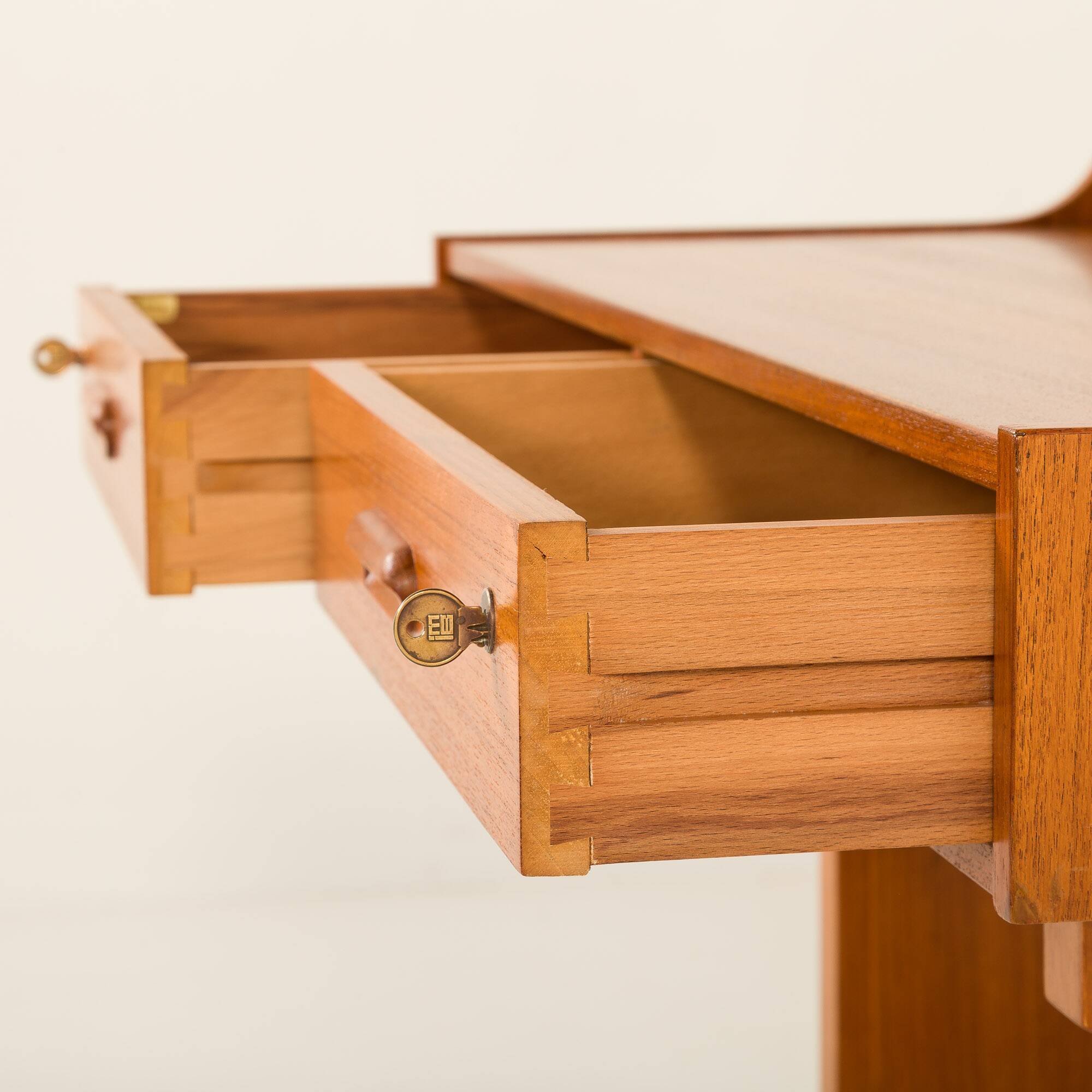 Italian mid century modern teak desk by IMB, 1960s