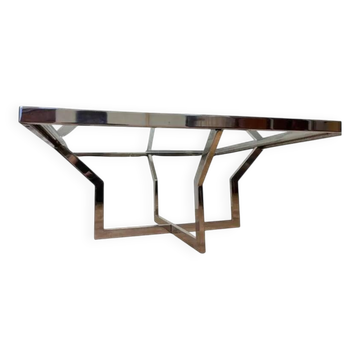 Table basse en chrome Jean Charles Maison design milieu de siècle XXL - années 1970
