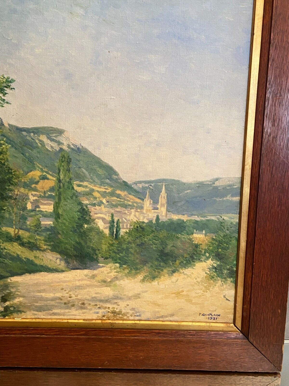 Oil painting on canvas Provencal landscape signed P. Chaplain 1931