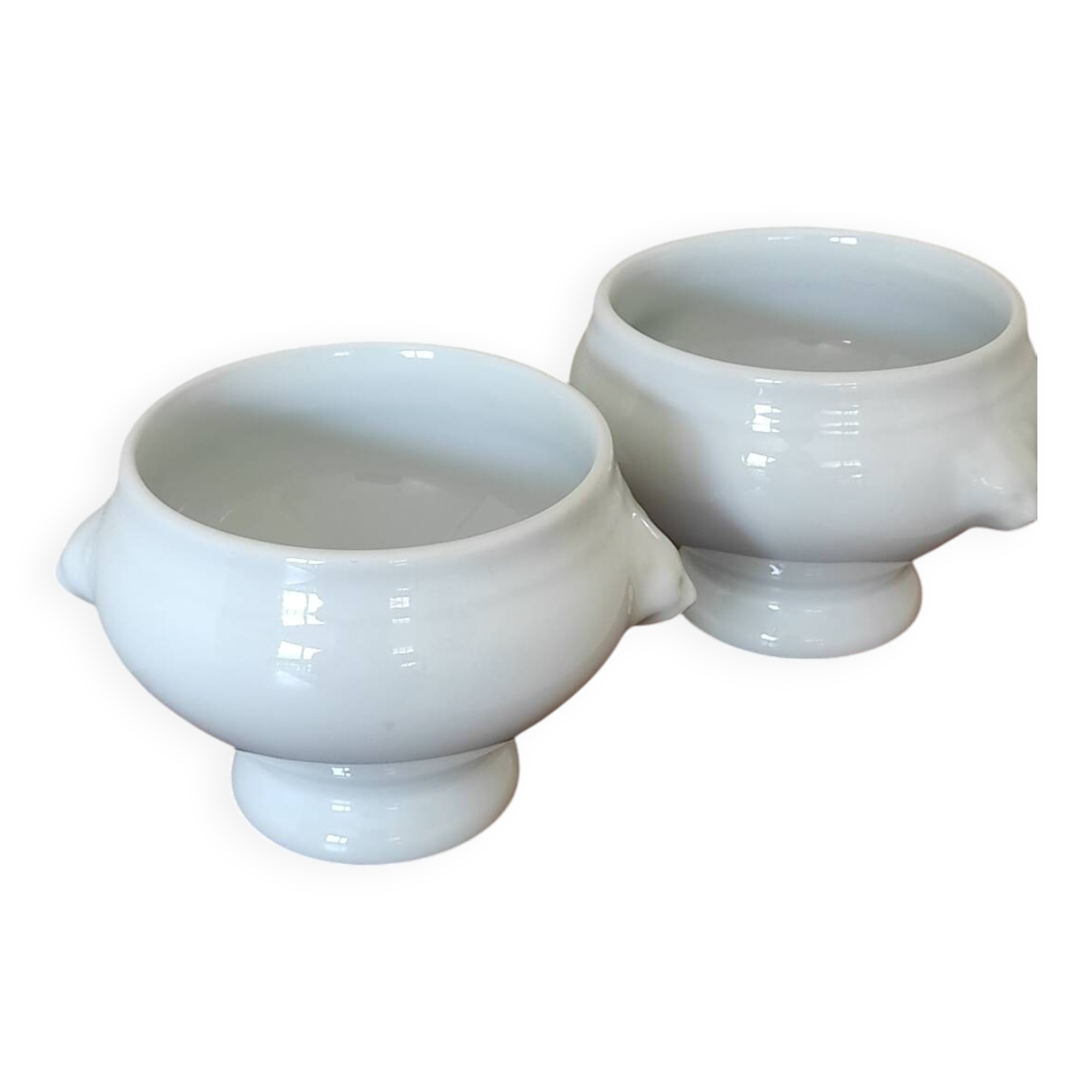 Set of 2 mini French porcelain soup tureens