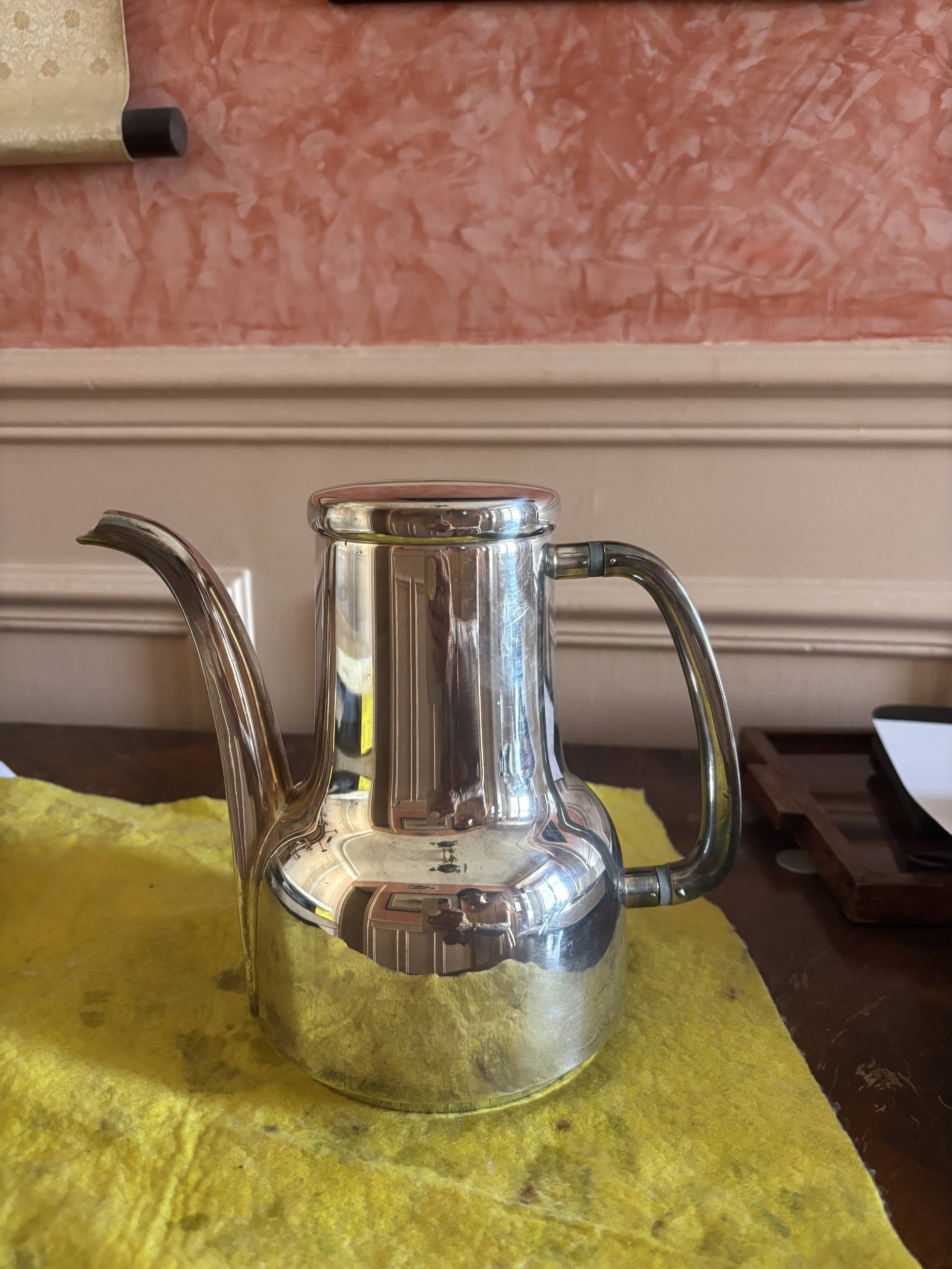 silver metal coffee maker