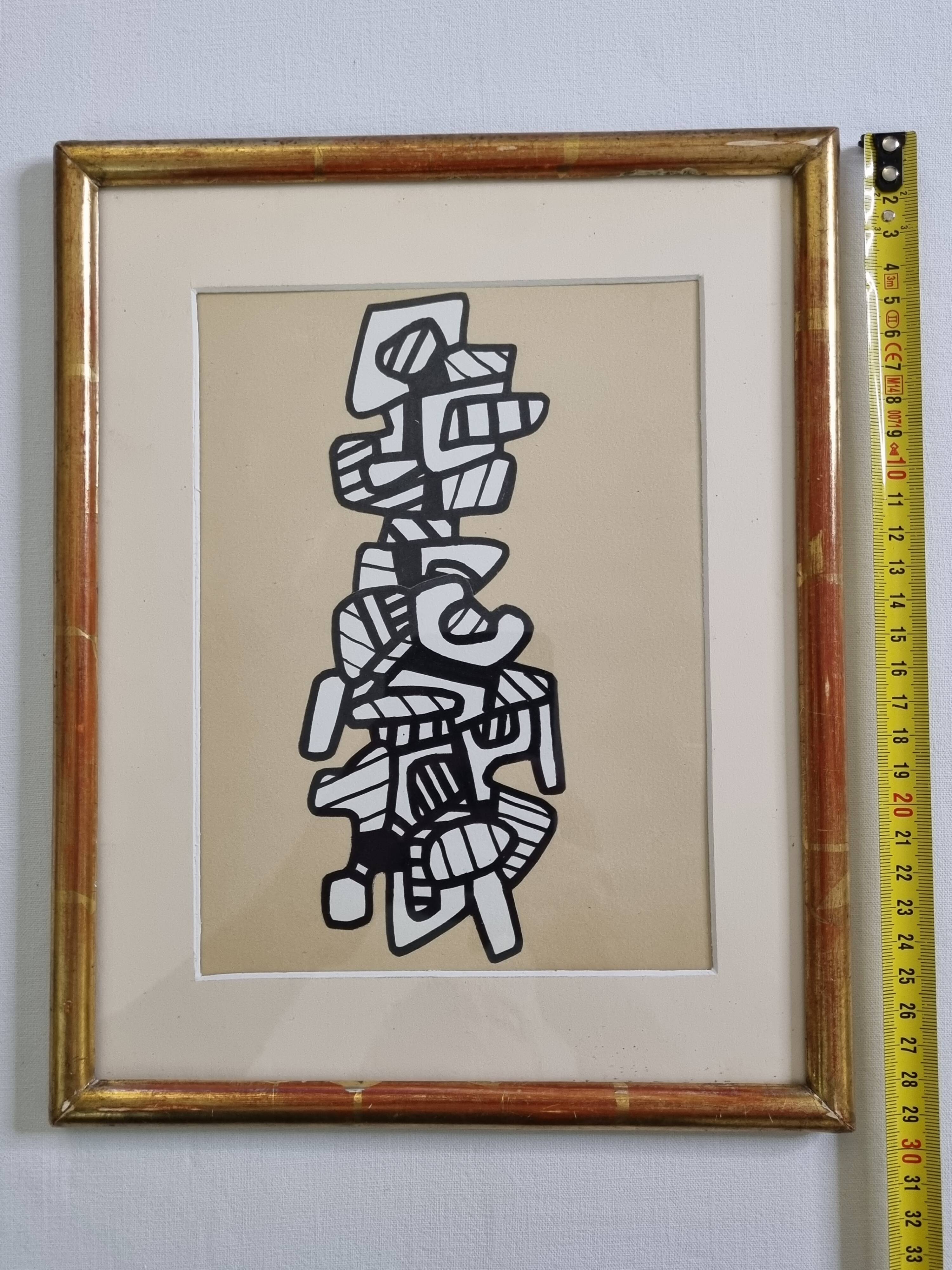 Screenprint after Jean Dubuffet framed under glass 26 cm by 33 cm