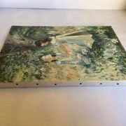 Painting of young girls in the garden, oil on canvas, signed
