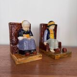 Pair of HB Quimper bookends by Berthe Savigny seated children