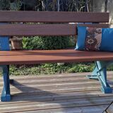 Designer garden bench with cast iron legs. Unique piece.