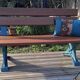 Garden bench, cast iron legs and exotic wood