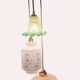 Vintage 3-light suspension, glass and opaline.