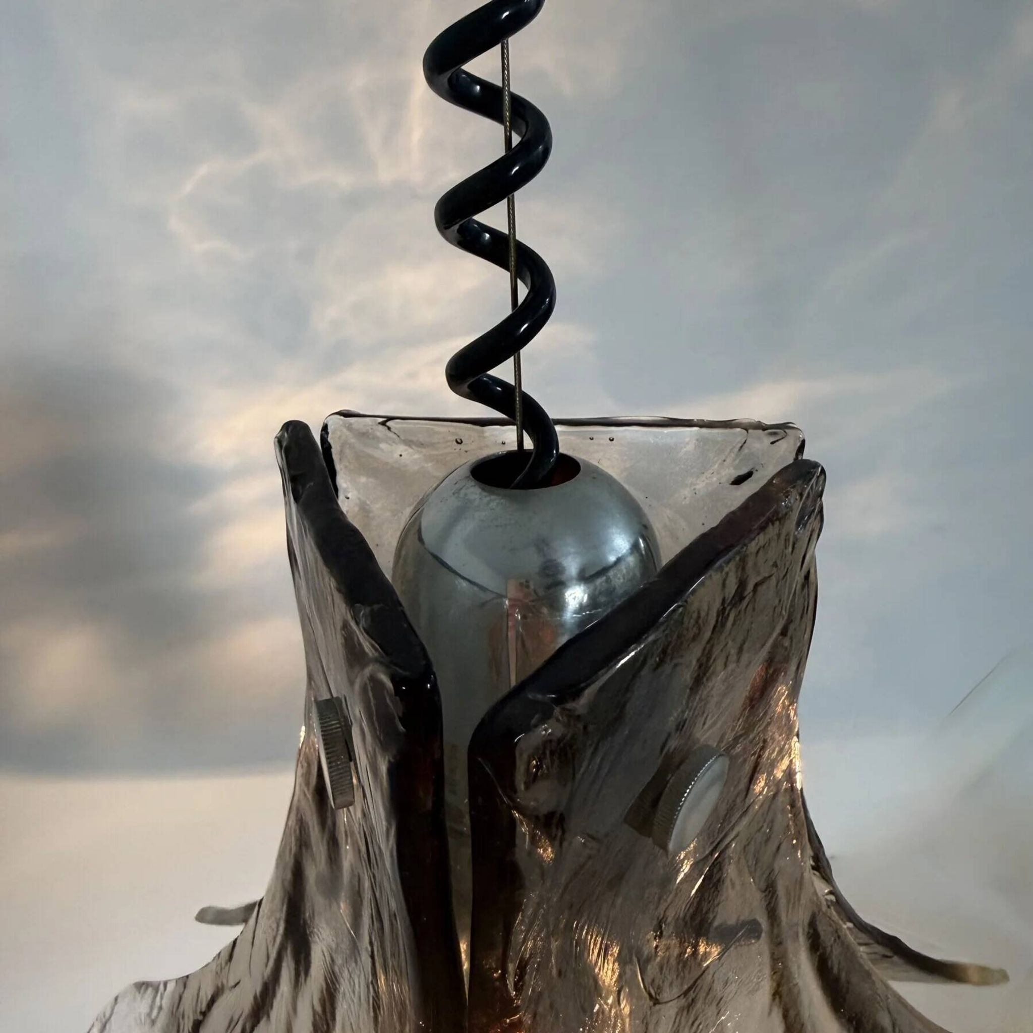 Murano glass flower pendant lamp by Carlo Nason for Mazzega, 1970s