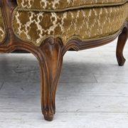 1950s, Danish relax chair, furniture velour, carved ash wood.
