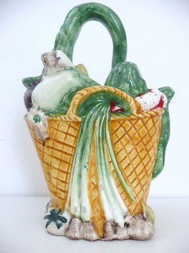 Pitcher jug goat "Vegetable basket" ceramic 1950s