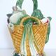 Pichet cruche chevrette "Panier de légumes" céramique années 50