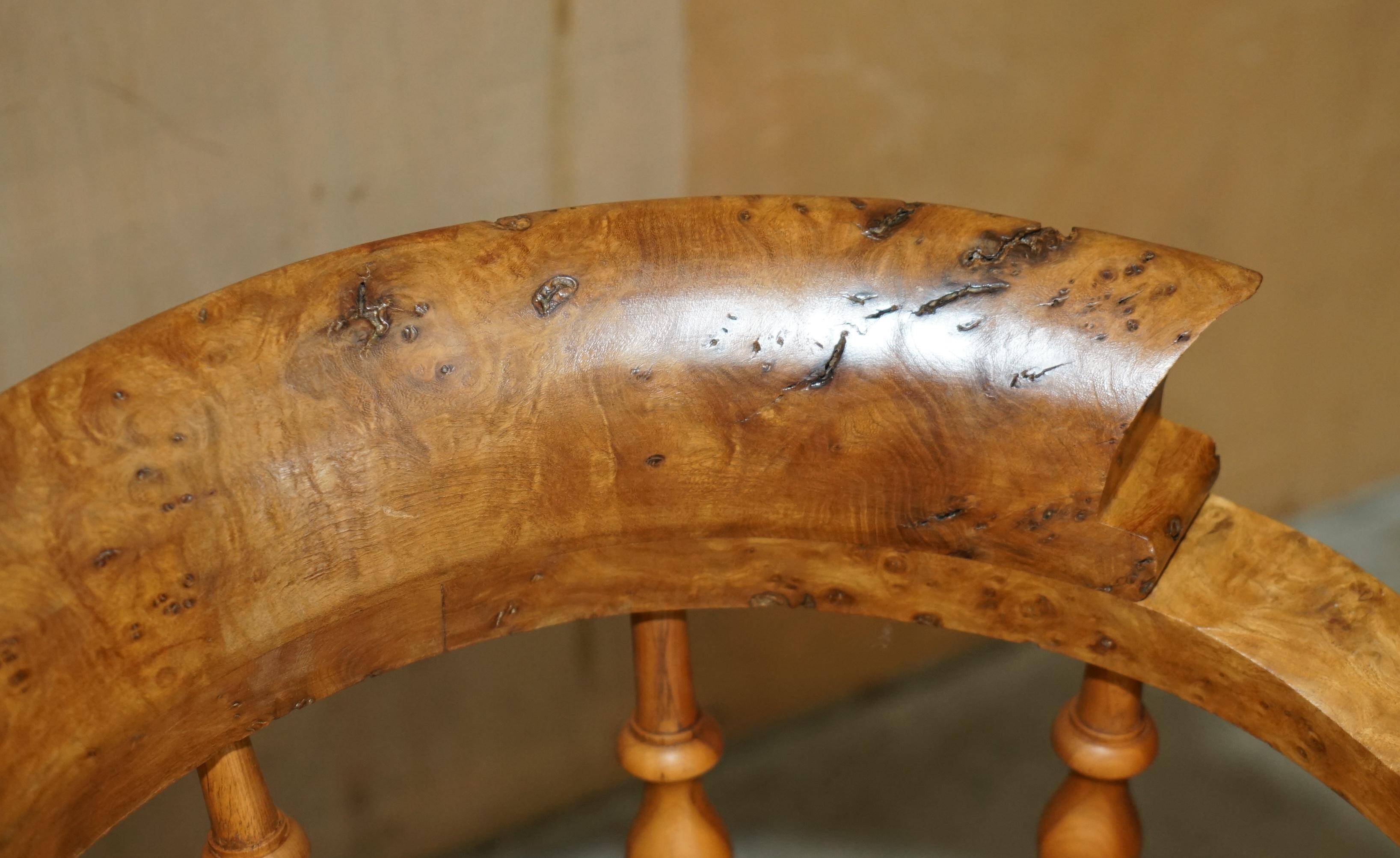 Chaise de bureau pivotante en bois d'if burr - Windsor swivel