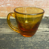 Set of 6 antique amber blown glass cups + vintage handle