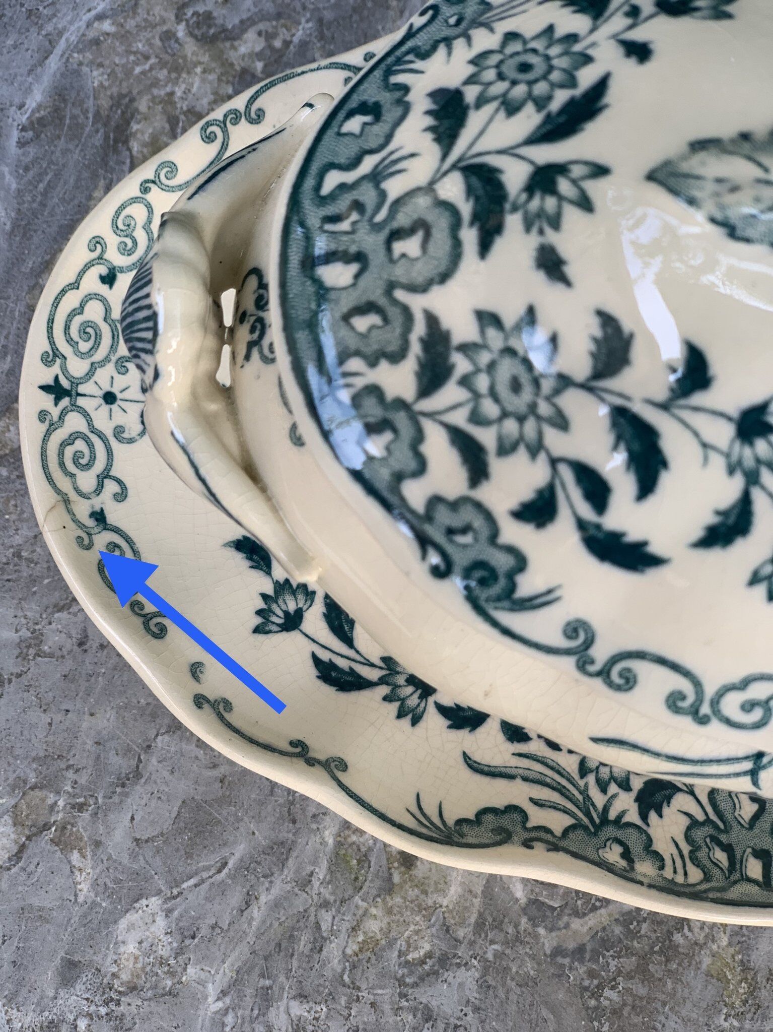 Old table sugar in earthenware Sarreguemines service Moscow 1900-1925