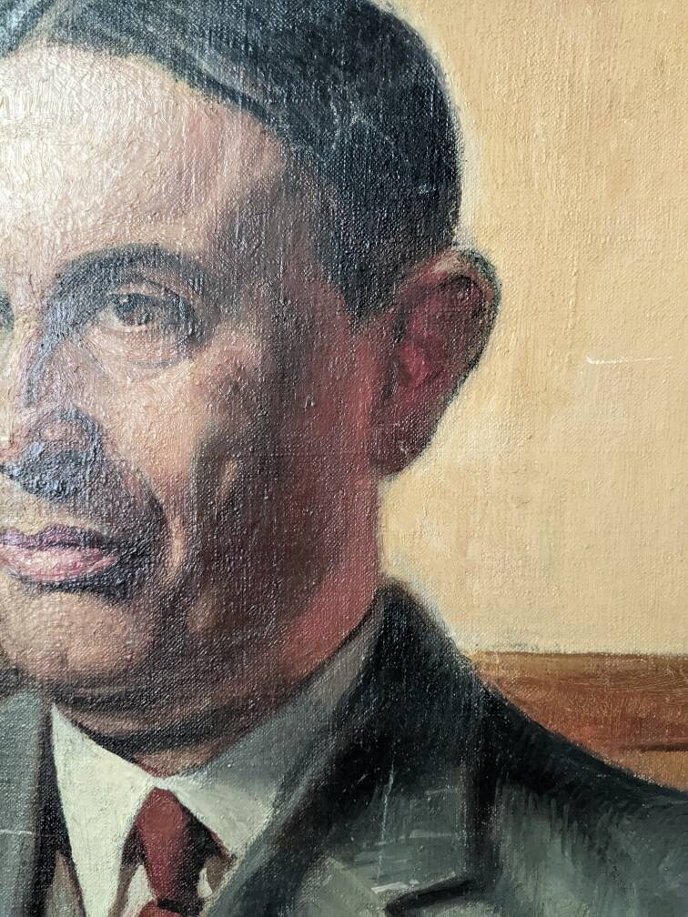oil on canvas vintage portrait of an old man from the 20th century
