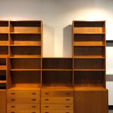 Danish large modular teak shelving unit bookcase, 70s