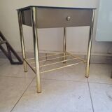 Golden bedside table with mirrored top