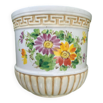 Cache pot motif peint à la main vintage