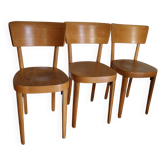 Série de 3 chaises bistrot 1950
