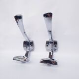 Pair of vintage chrome metal wall hooks