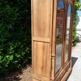 Antique Napoleon 3 bookcase, two doors, 1 drawer, solid walnut, raw wood