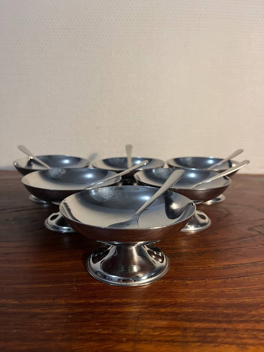 France stainless steel sorbet ice cream cup with mini fork