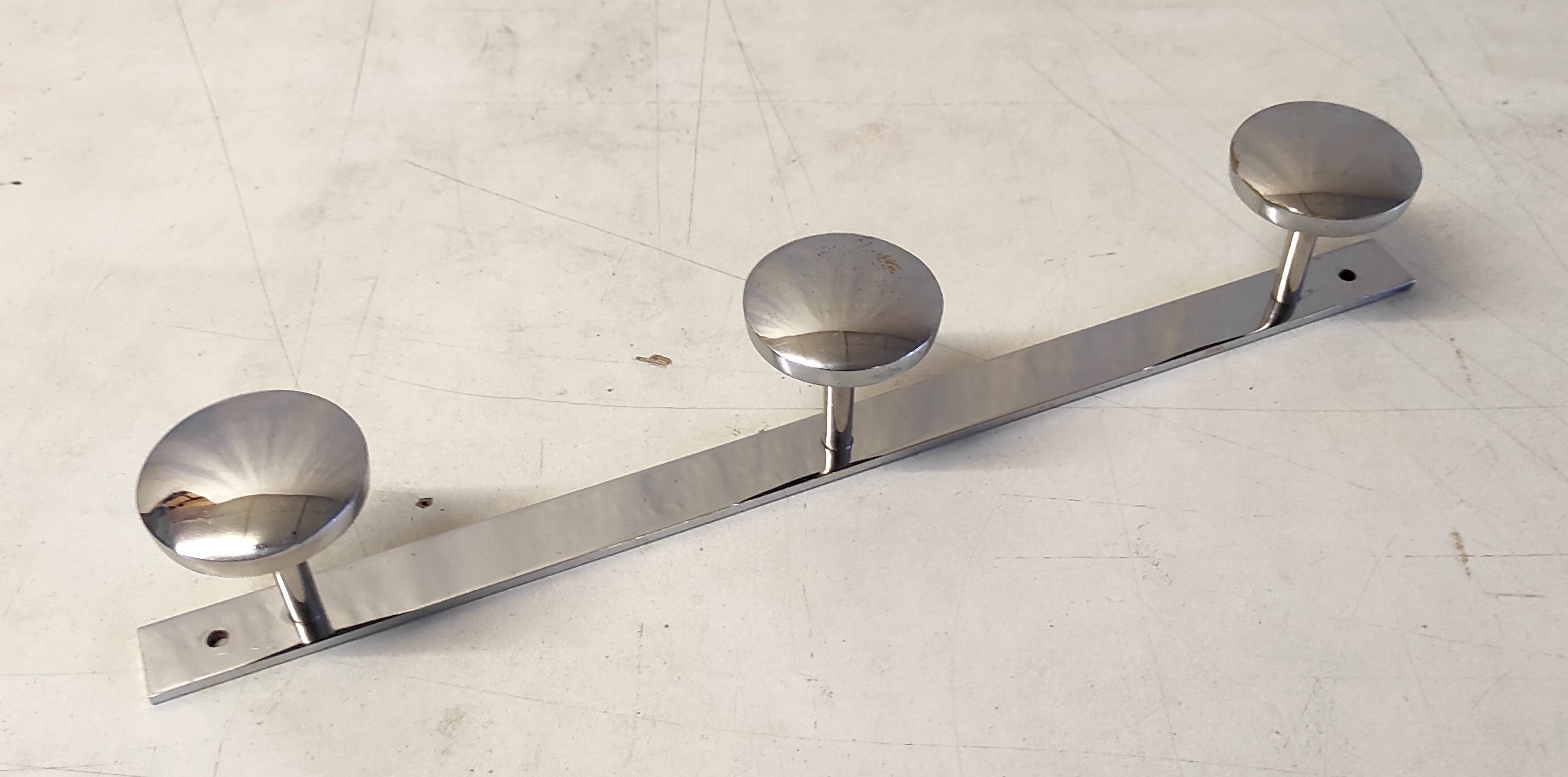 Chrome metal wall coat rack - mid 20th century